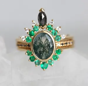Ronia Moss Agate Ring Set