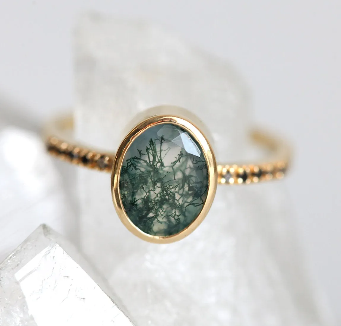 Ronia Moss Agate Ring Set