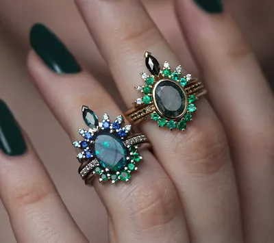 Ronia Moss Agate Ring Set