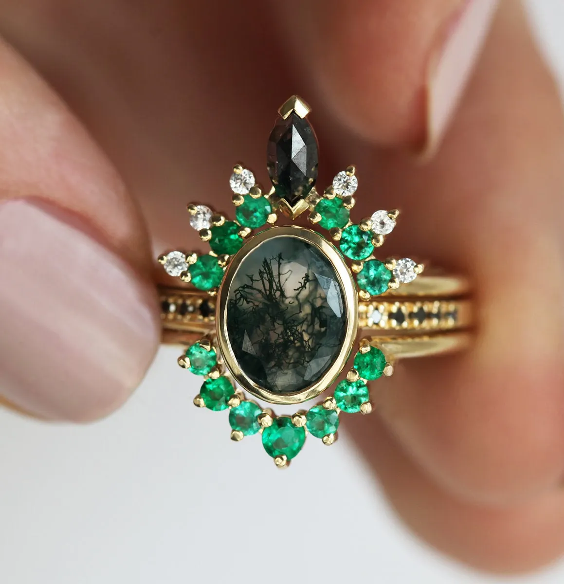 Ronia Moss Agate Ring Set