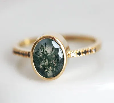 Ronia Moss Agate Ring Set