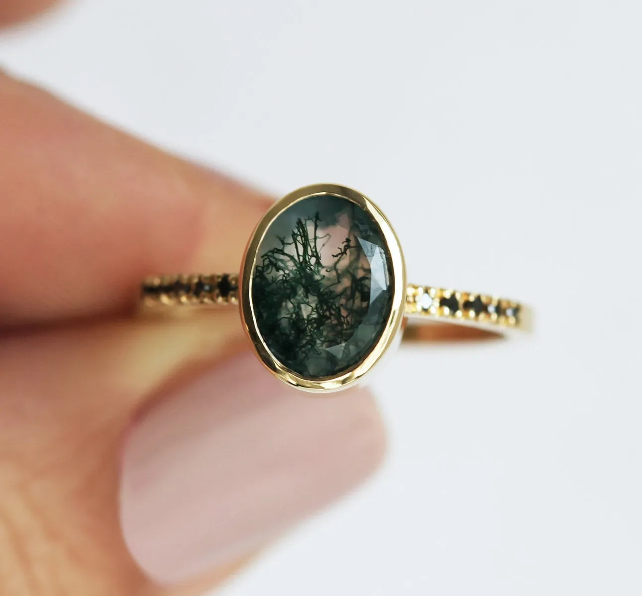 Ronia Moss Agate Ring Set