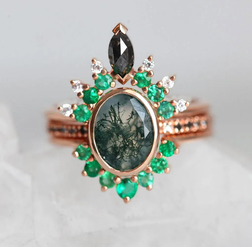 Ronia Moss Agate Ring Set