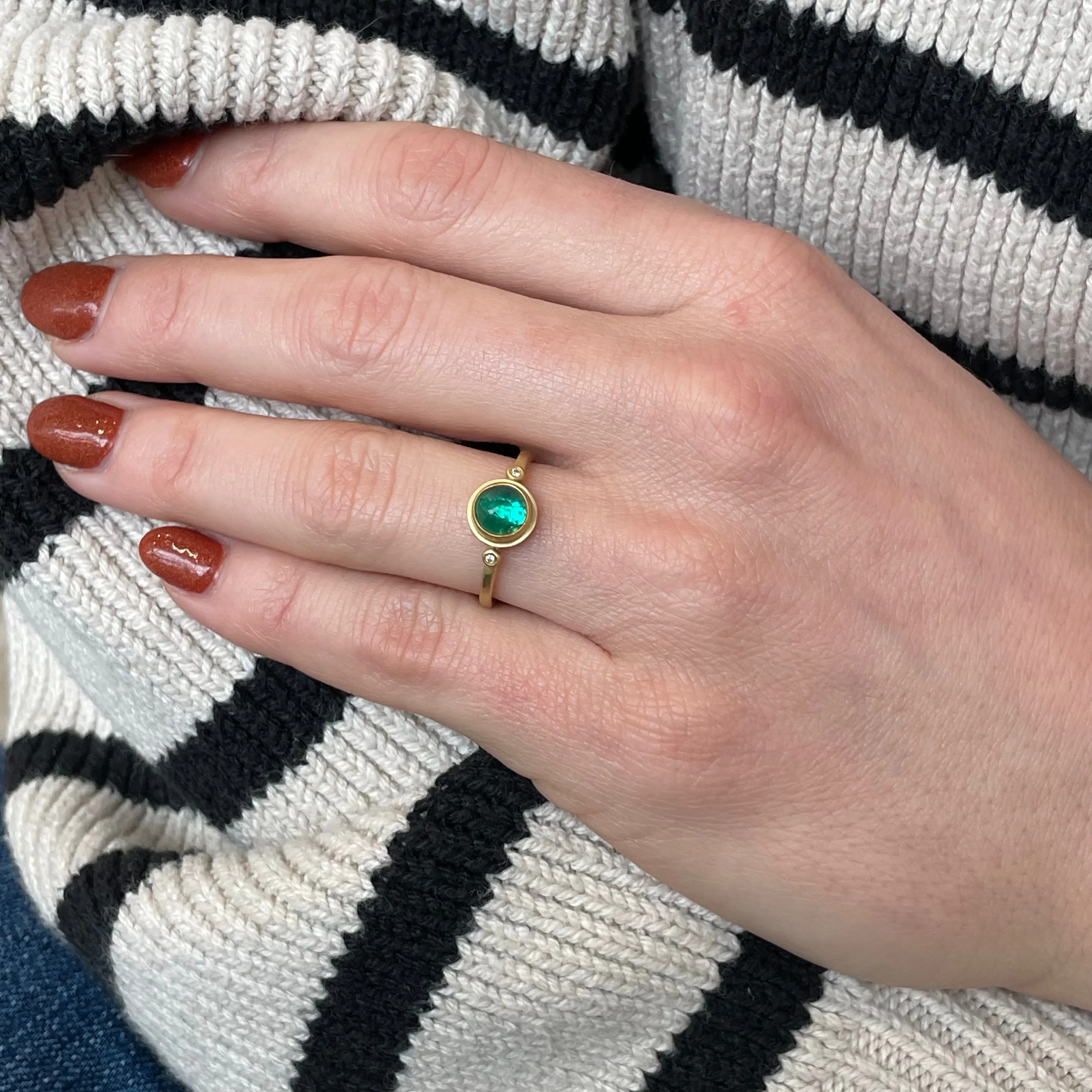 Rose Cut Emerald Ring