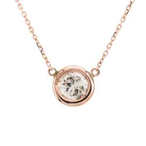 Rose Gold 0.80ct Diamond Bezel Set Solitaire Pendant Necklace in 14 Karat
