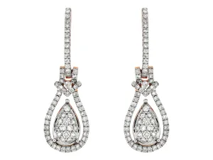 Rose Gold and Diamond Pear Shaped Dangle Earrings