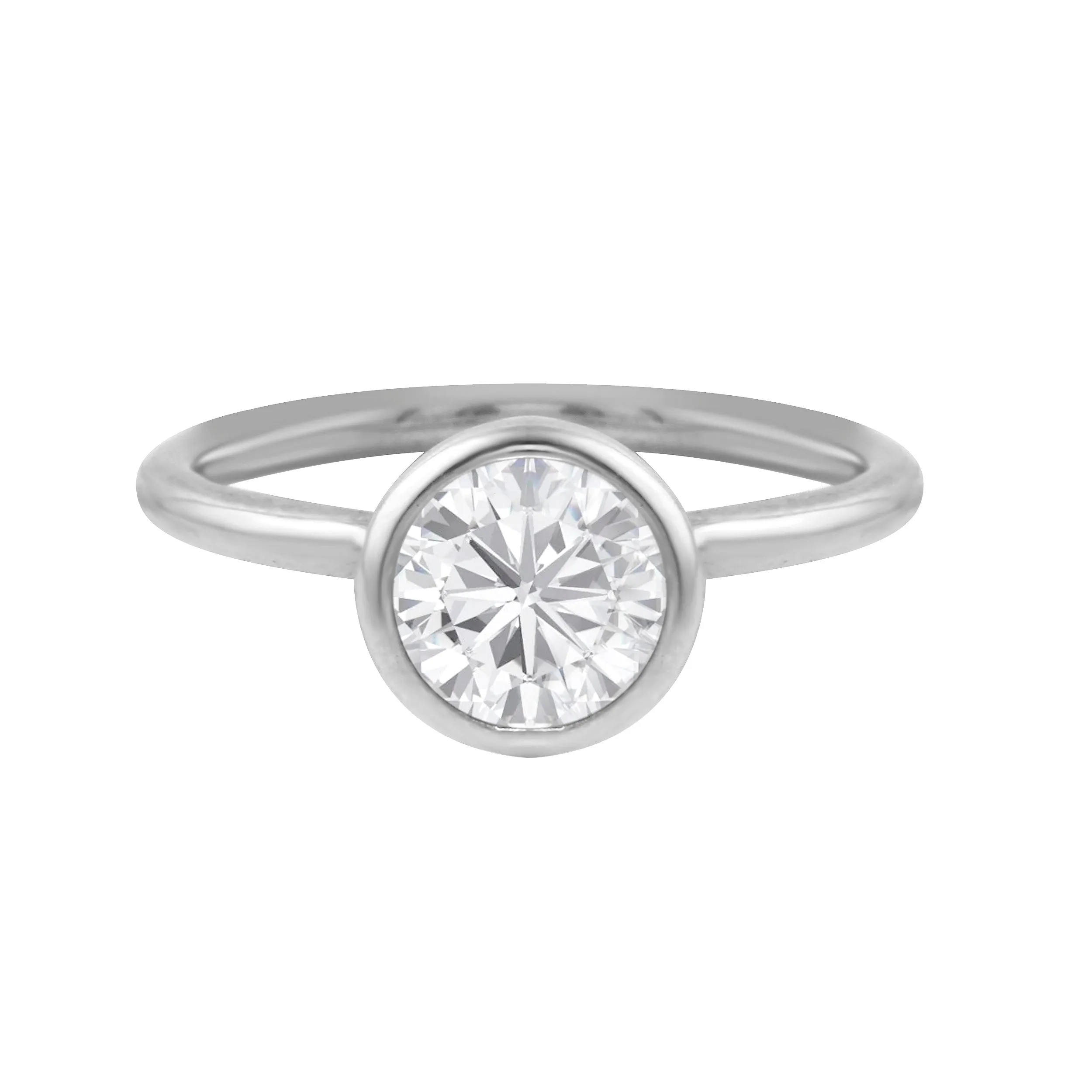 Round Brilliant-Cut Diamond Bezel Engagement Ring