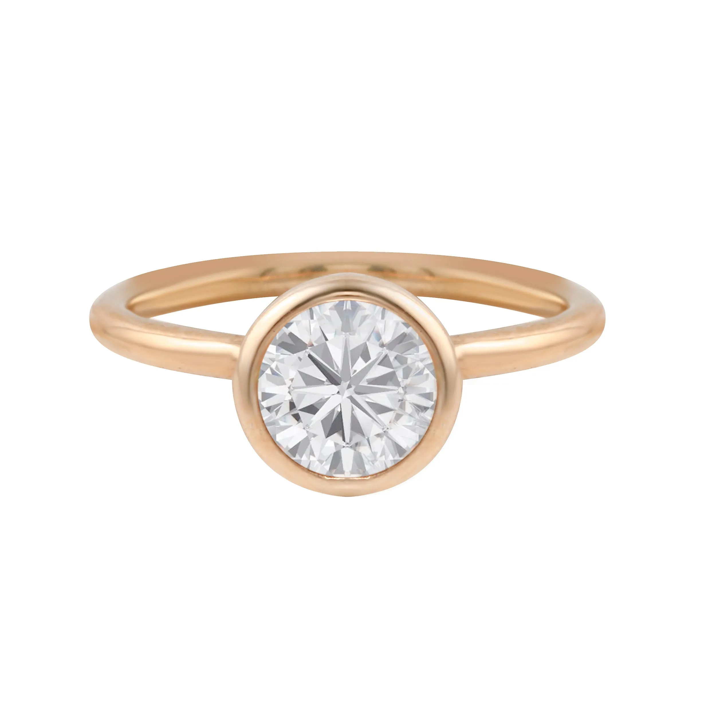 Round Brilliant-Cut Diamond Bezel Engagement Ring