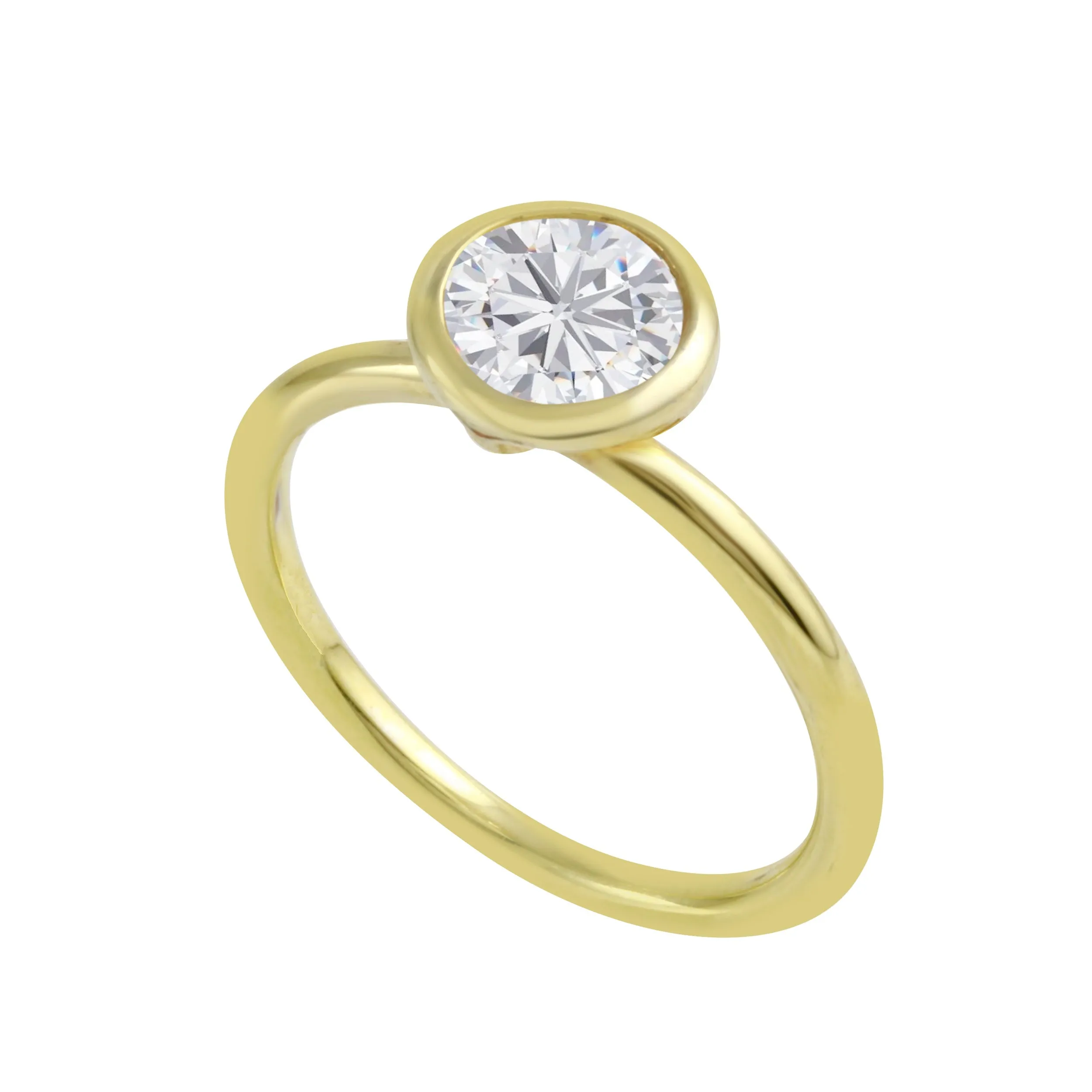 Round Brilliant-Cut Diamond Bezel Engagement Ring