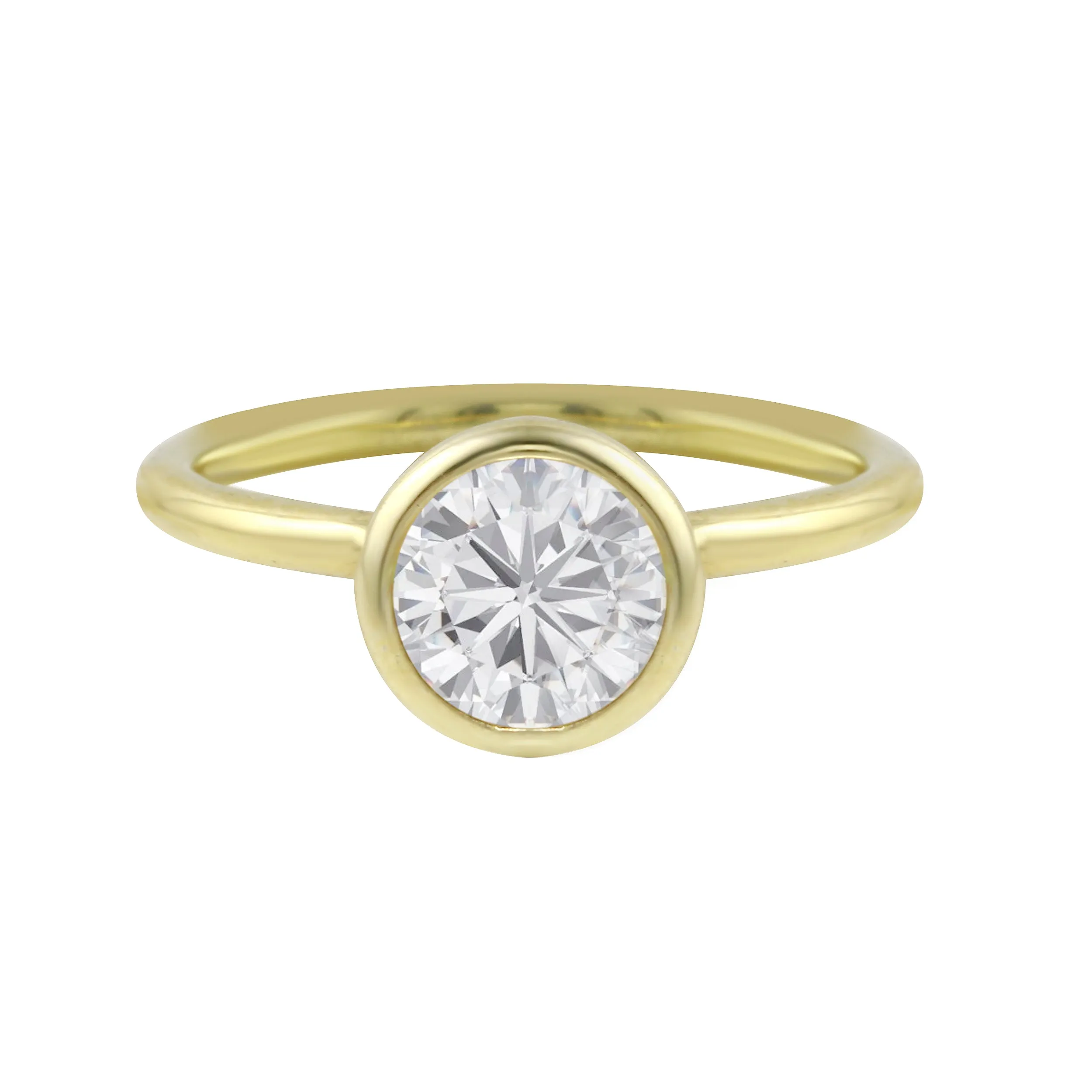 Round Brilliant-Cut Diamond Bezel Engagement Ring