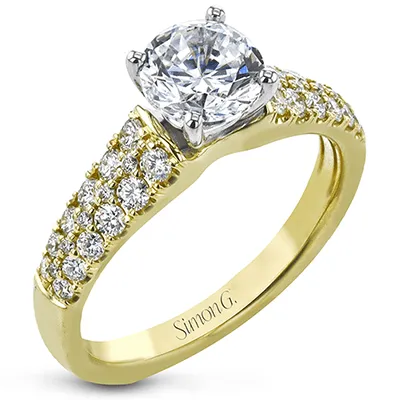 Round-cut Simon-set Engagement Ring in 18k Gold with Diamonds