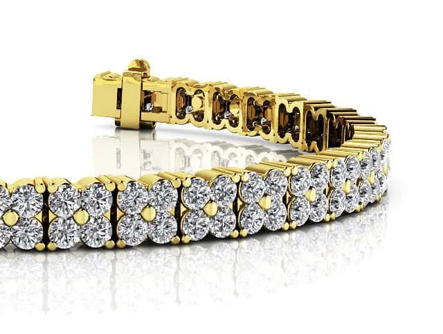 Round Diamond Blossom Tennis Diamond Bracelet with 2.58 ct.(finished) 1.5mm