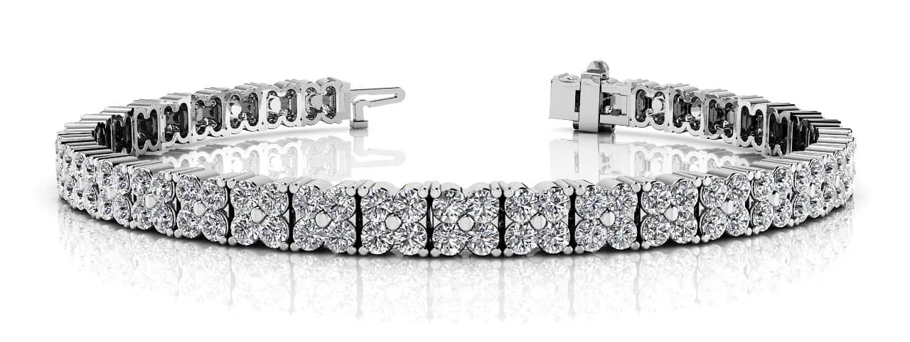 Round Diamond Blossom Tennis Diamond Bracelet with 2.58 ct.(finished) 1.5mm