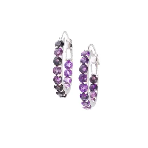 Round Stone Hoop Earrings