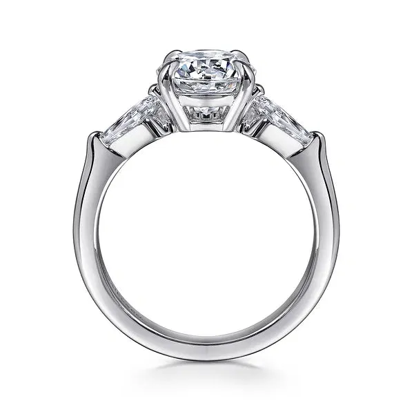 Round Three Stone Claw Prong Diamond Engagement Ring Mounting