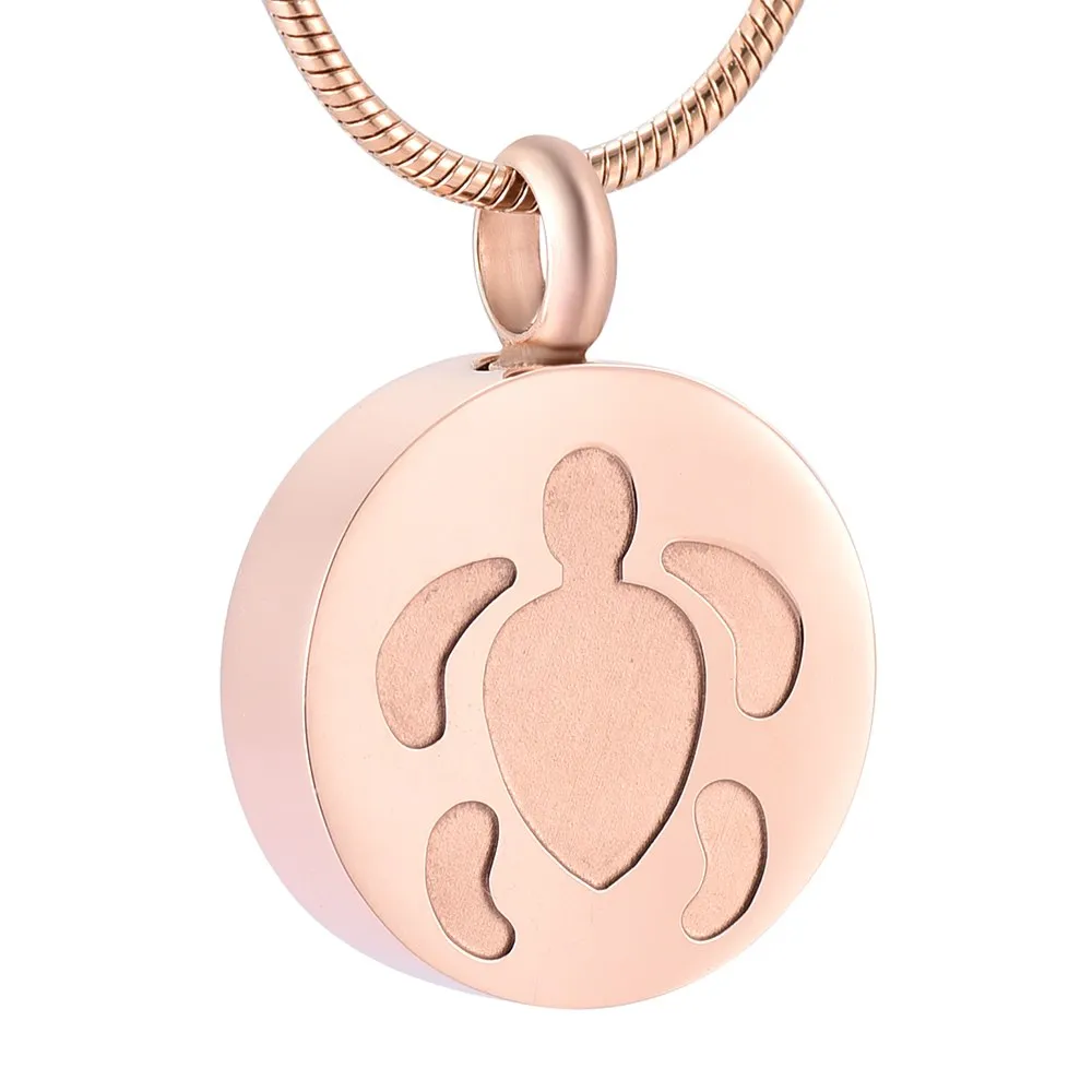 Round Turtle Cremation Necklace