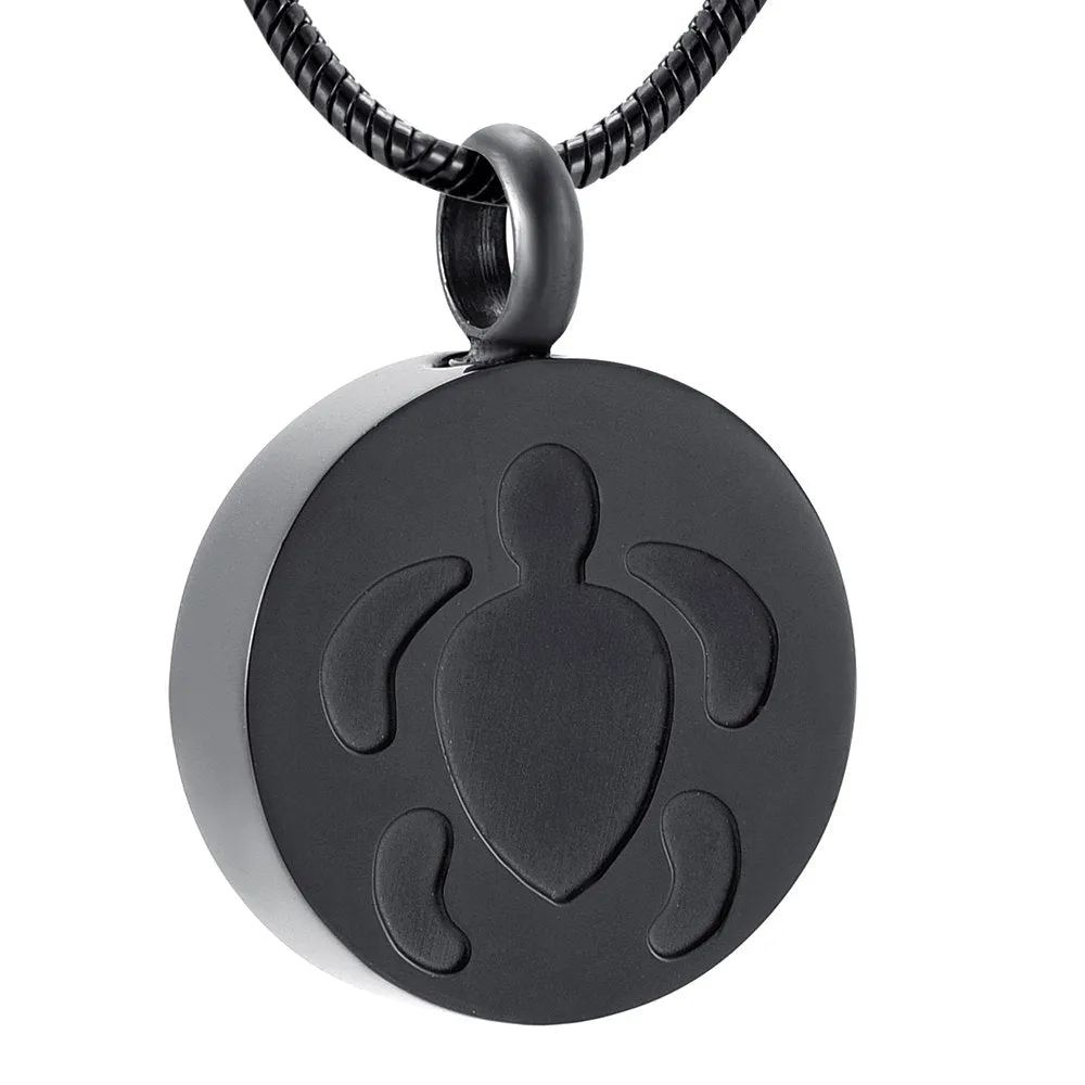 Round Turtle Cremation Necklace