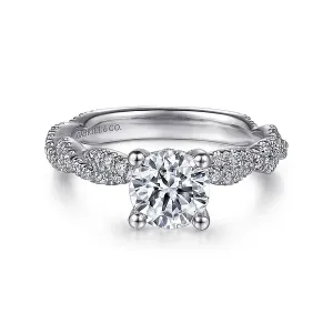 Round Twisted & Hidden Halo Diamond Engagement Ring Mounting