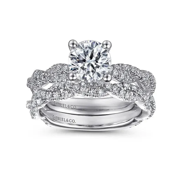 Round Twisted & Hidden Halo Diamond Engagement Ring Mounting
