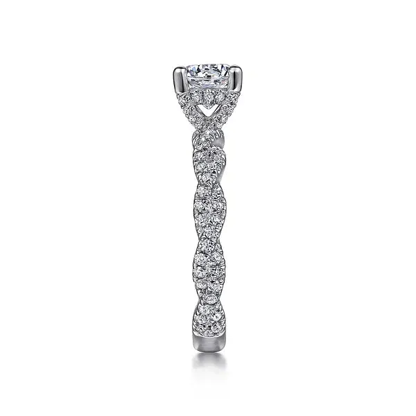 Round Twisted & Hidden Halo Diamond Engagement Ring Mounting