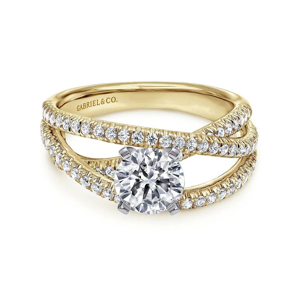 Round Uniquely Twisted Diamond Engagement Ring Mounting