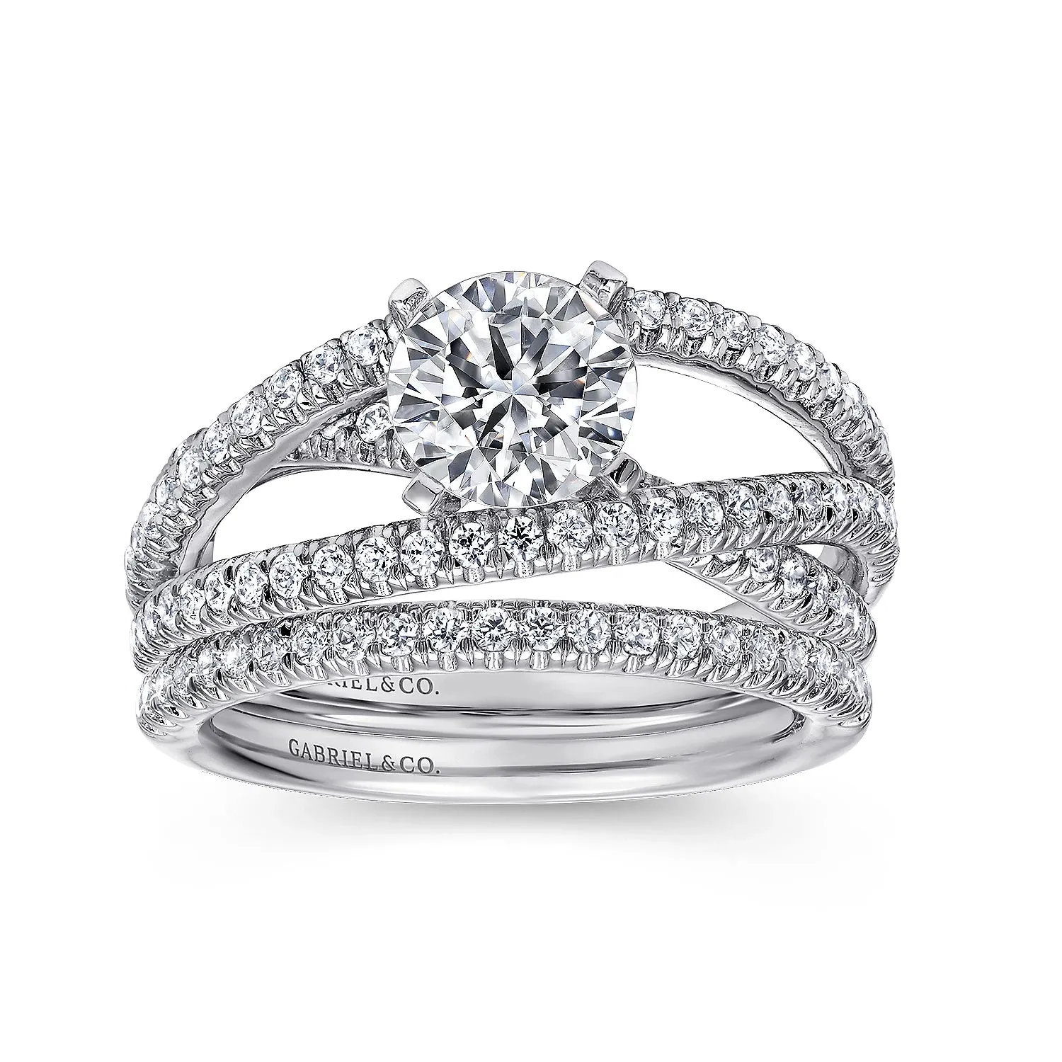 Round Uniquely Twisted Diamond Engagement Ring Mounting