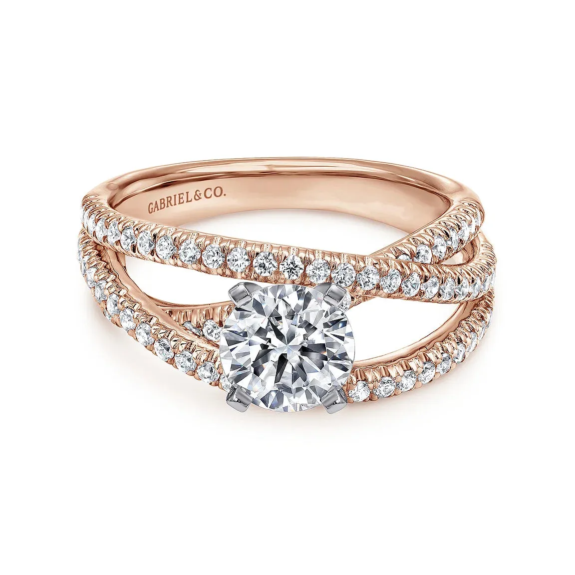 Round Uniquely Twisted Diamond Engagement Ring Mounting