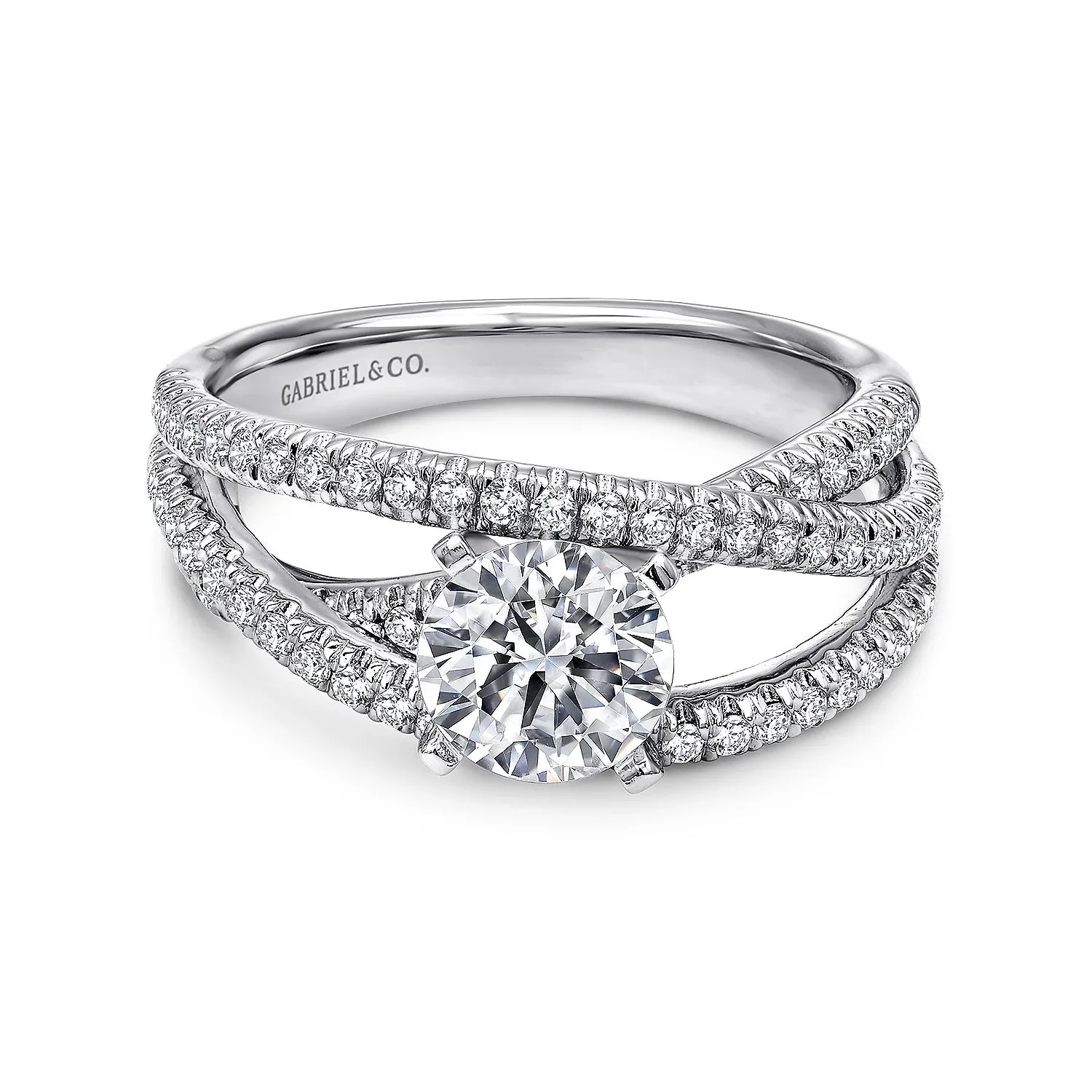 Round Uniquely Twisted Diamond Engagement Ring Mounting
