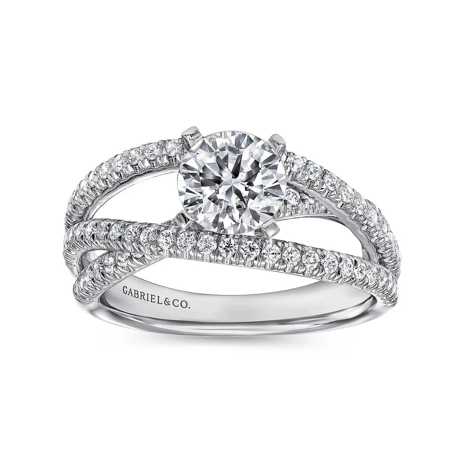 Round Uniquely Twisted Diamond Engagement Ring Mounting