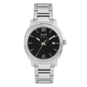 RSW Gents Black Dial Stainless Steel Quartz Watch