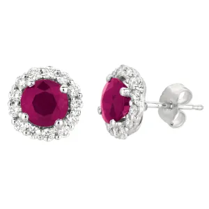 Ruby & Diamond Earrings 14K White Gold (2.95 Ctw)