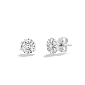 Sabel Collection 18K White Gold Round Diamond Cluster Stud Earrings