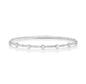 Sabel Collection White Gold Beaded and Diamond Bangle