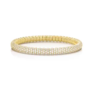 Sabel Collection Yellow Gold Pavé Diamond Stretch Bangle
