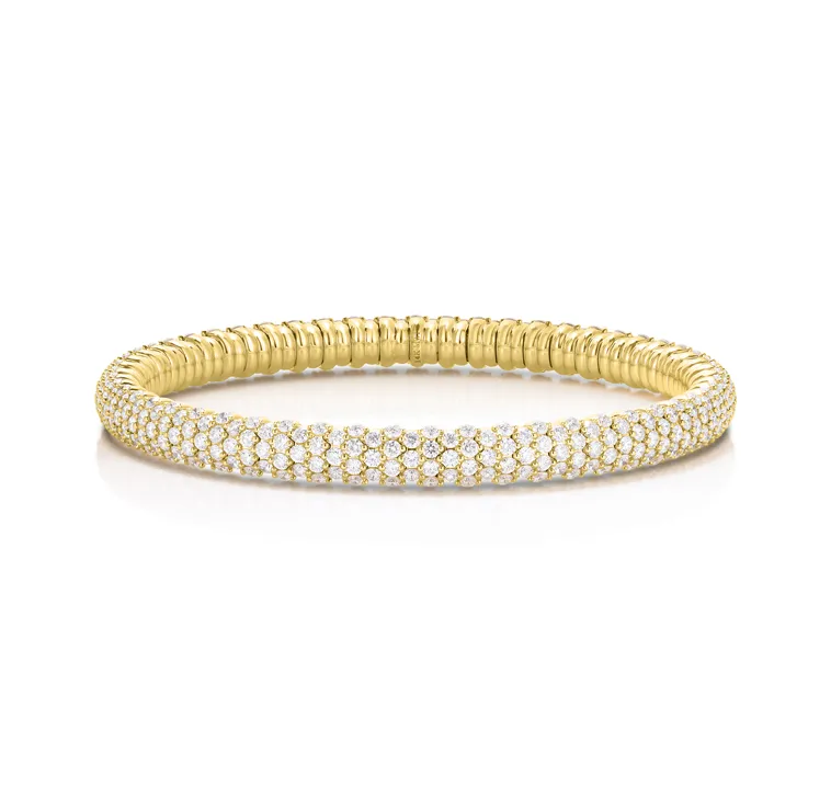 Sabel Collection Yellow Gold Pavé Diamond Stretch Bangle