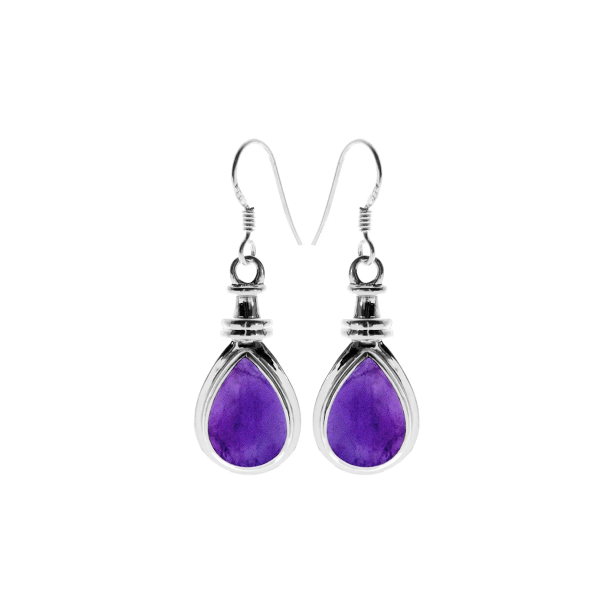Samira wide collet amethyst teardrop earrings