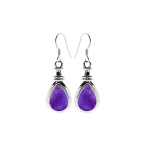 Samira wide collet amethyst teardrop earrings