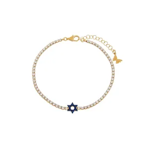 Sapphire Blue Star Of David Tennis Bracelet