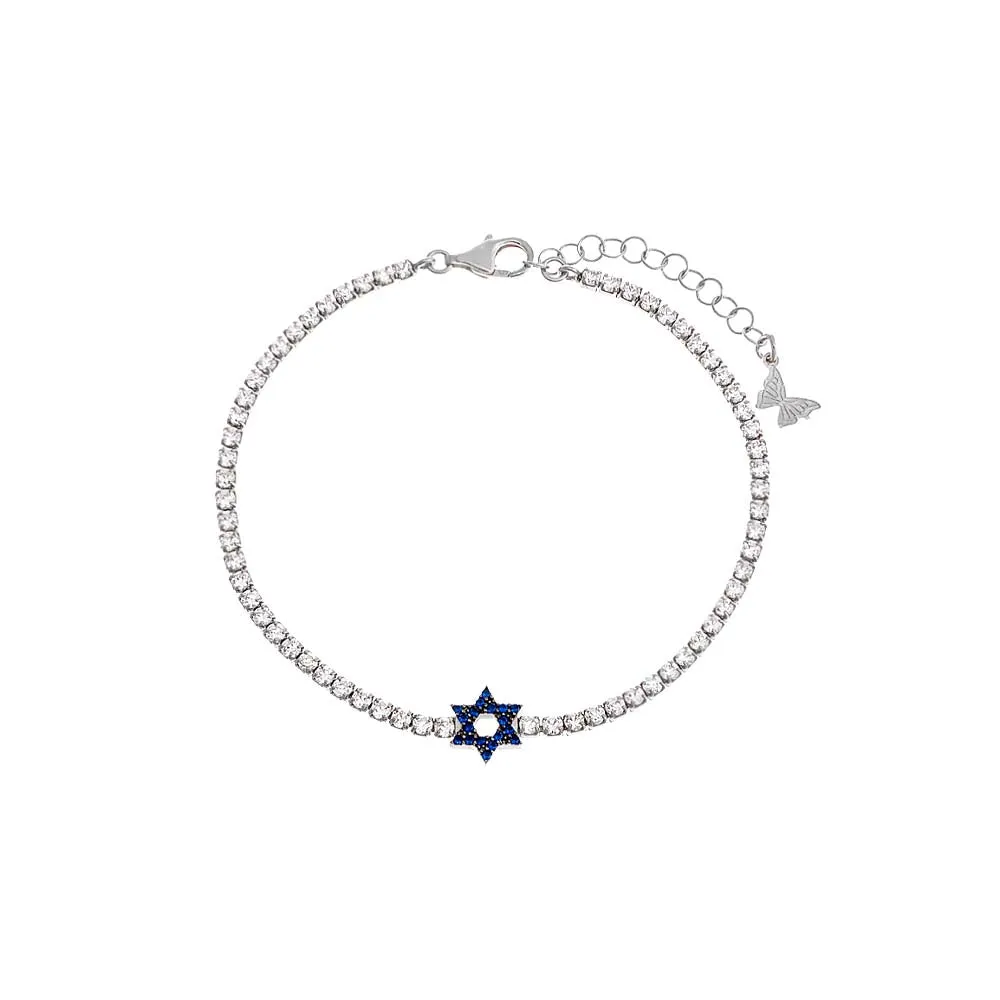 Sapphire Blue Star Of David Tennis Bracelet