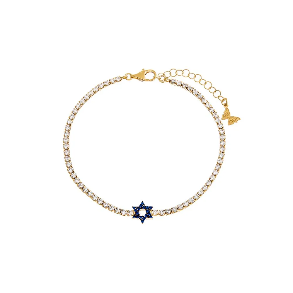 Sapphire Blue Star Of David Tennis Bracelet