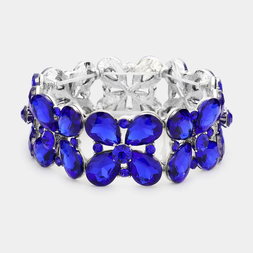 Sapphire Crystal Teardrop Pageant Stretch Bracelet | Evening Bracelet |  563698