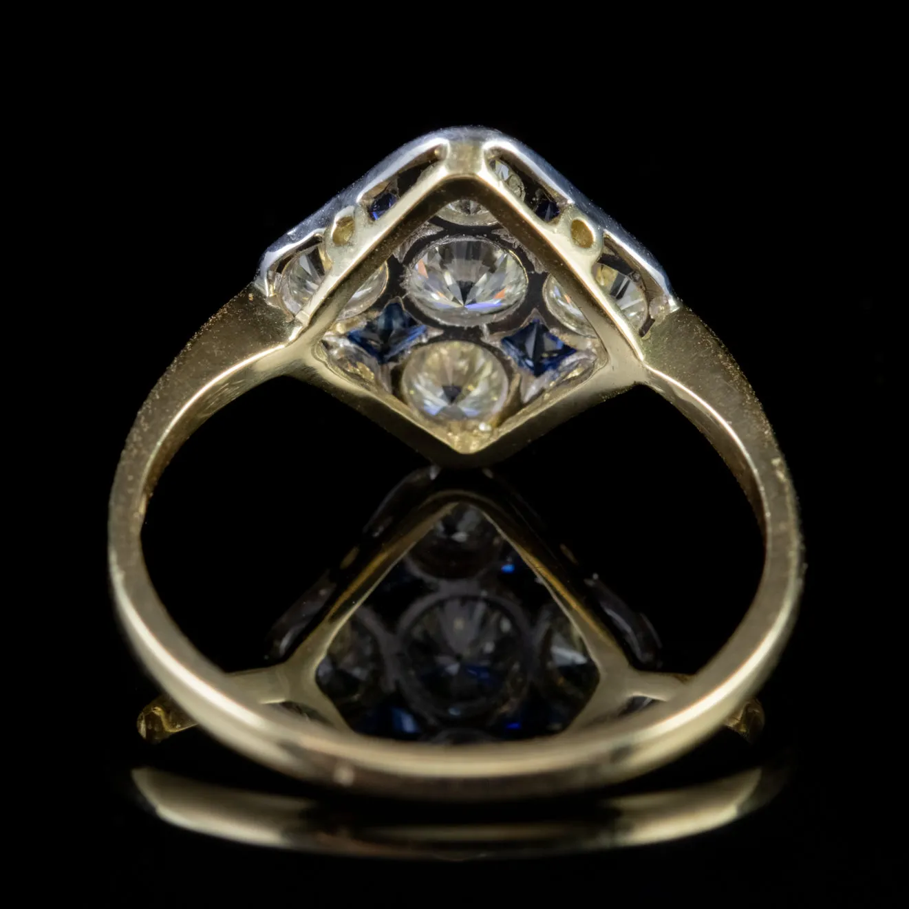 Sapphire Diamond Cluster Ring 18Ct Gold 0.85Ct Of Diamond