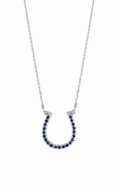 SAPPHIRE HORSESHOE PENDANT NECKLACE 14K GOLD (0.23 CTW)
