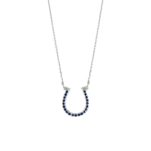 SAPPHIRE HORSESHOE PENDANT NECKLACE 14K GOLD (0.23 CTW)