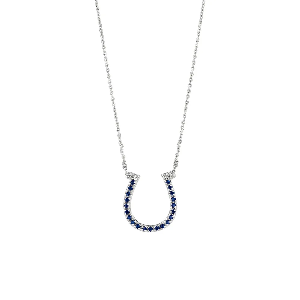 SAPPHIRE HORSESHOE PENDANT NECKLACE 14K GOLD (0.23 CTW)