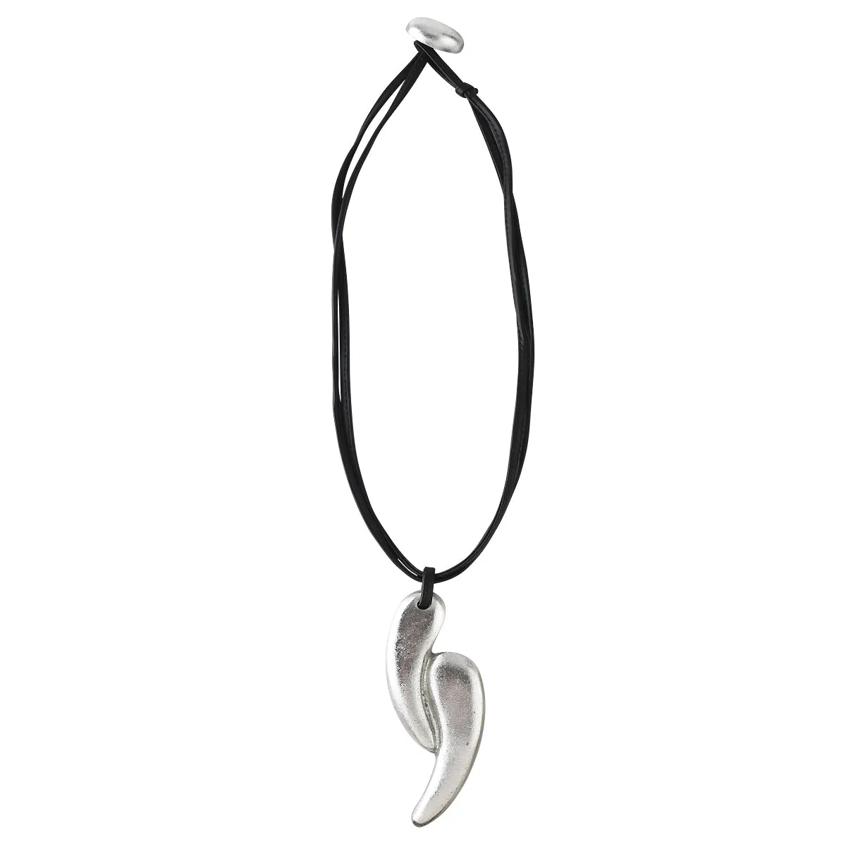 SCULPTURAL WING PENDANT. SILVER/BLACK