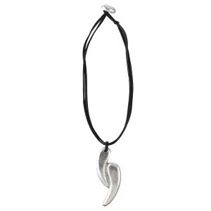 SCULPTURAL WING PENDANT. SILVER/BLACK