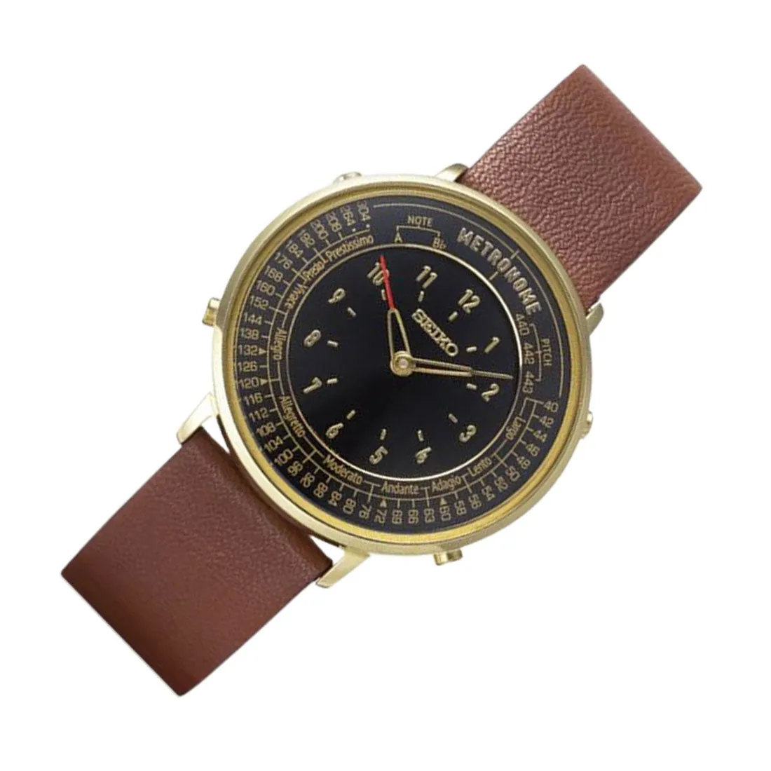 Seiko Metronome SMW001A Black Dial Brown Strap Quartz Watch