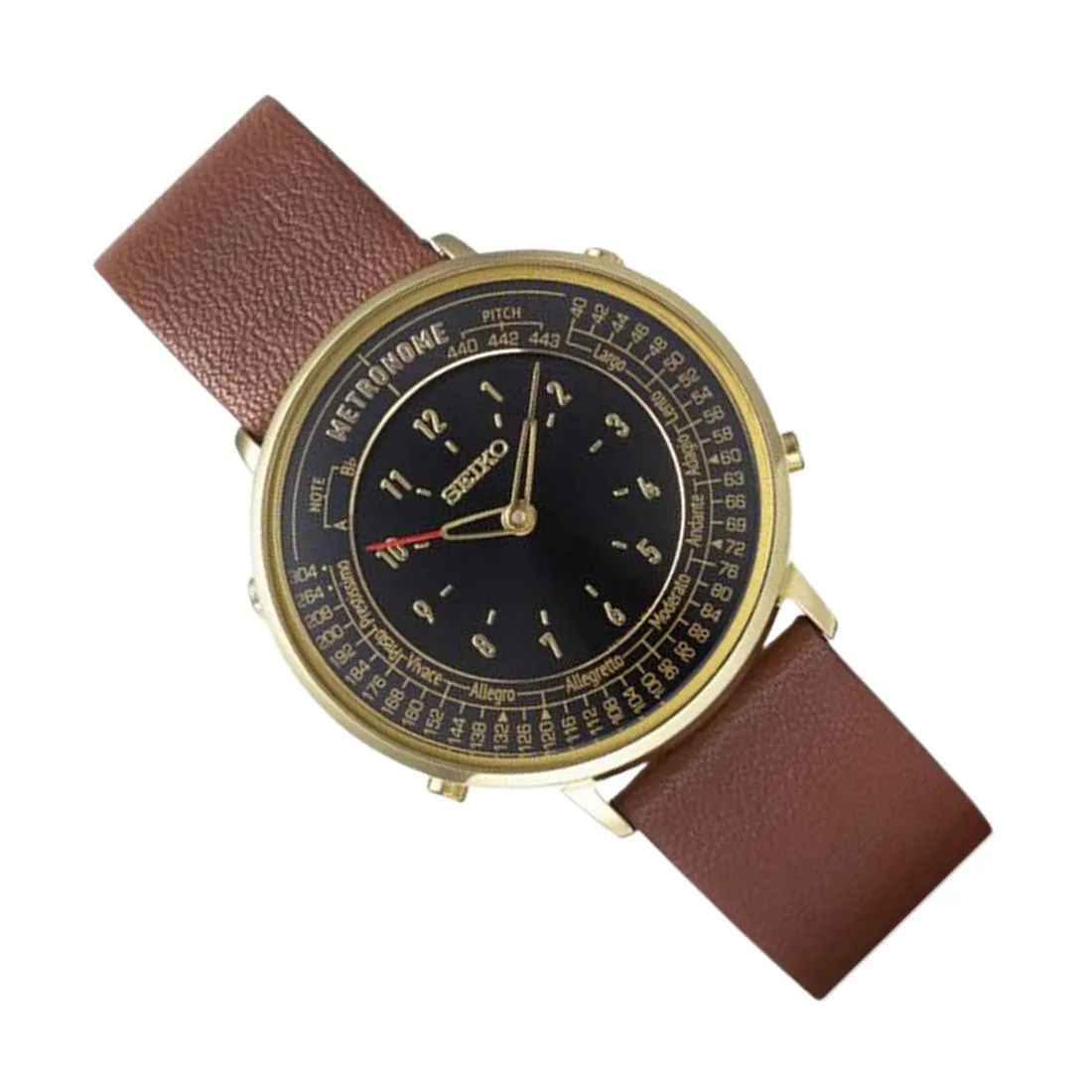 Seiko Metronome SMW001A Black Dial Brown Strap Quartz Watch