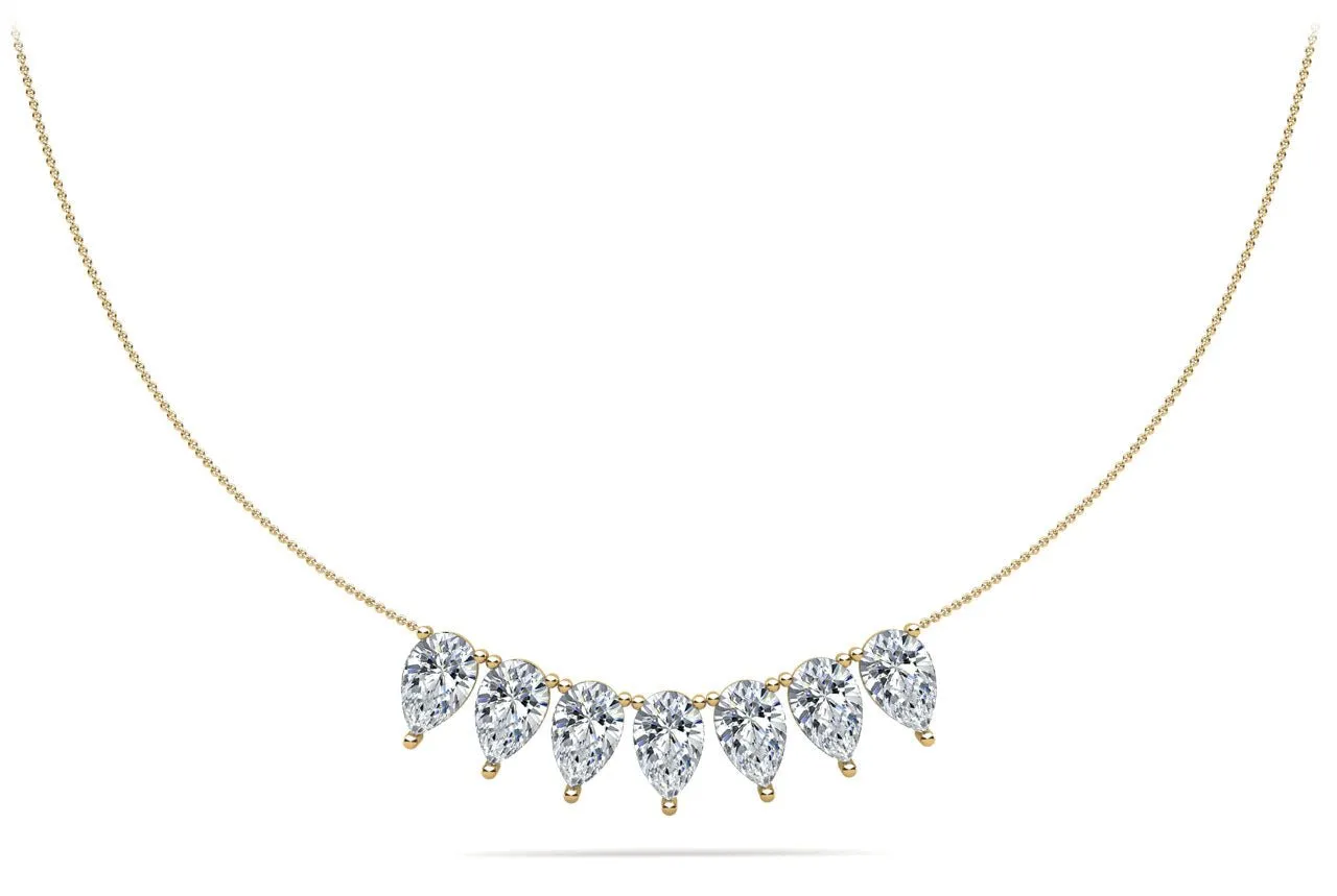 Seven Stone Pear Shape Diamond Necklace with 3.50 ct.(finished) 7x4.5mm